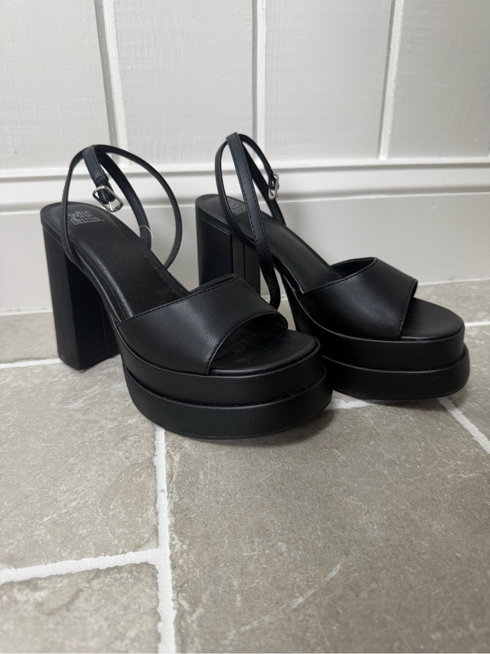 Black Platform Block Heels